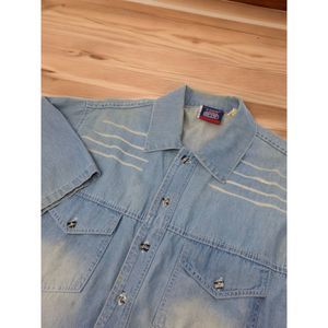COOGI‎ Down Under Shirt Blue Denim Button Up Embroidered Hip Hop Rap Flaws